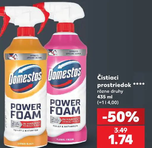 Domestos Power Foam čistiaci prostriedok – rôzne druhy