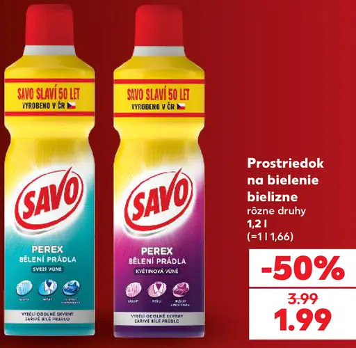 Savo prostriedok na bielenie bielizne – Perex biely; Perex kvetinová vôňa