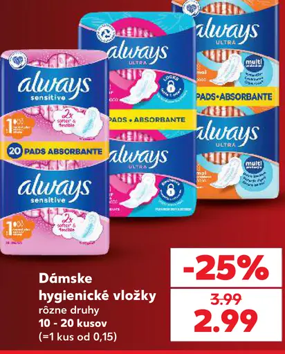 Always Dámske hygienické vložky