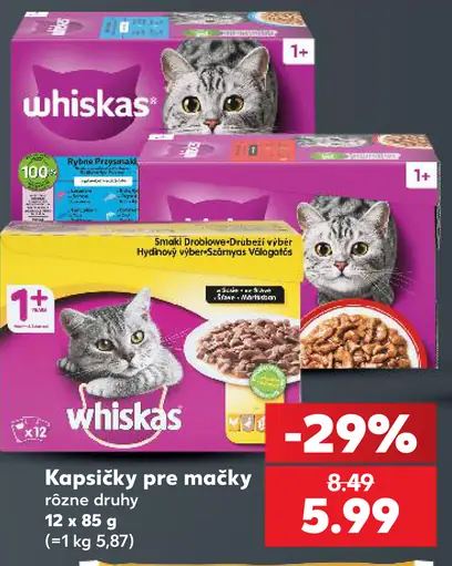 Whiskas kapsičky pre mačky 2 druhy