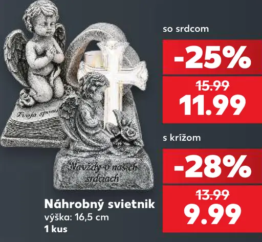 Náhrobný svietnik s krížom, výška 16,5 cm