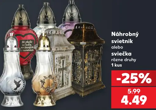 Náhrobný svietnik alebo sviečka, rôzne druhy