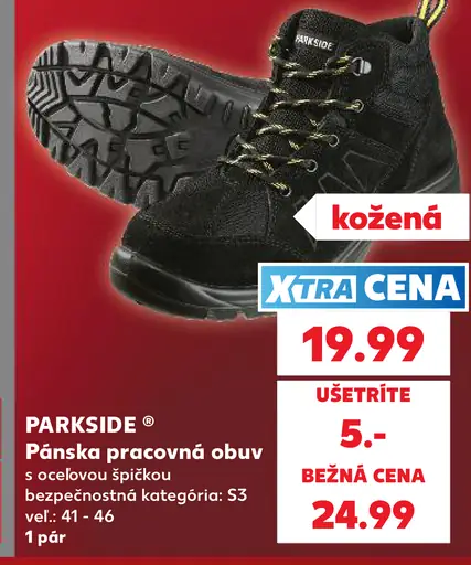 Parkside pánska pracovná obuv s oceľovou špičkou, bezpečnostná kategória S3, kožená
