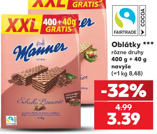 Manner oblátky, rôzne druhy, Schoko-Banane