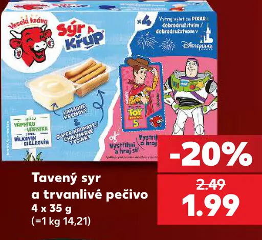 Veselá krava syr a trvanlivé pečivo