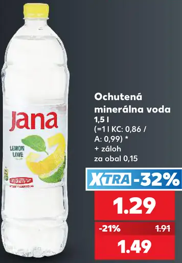 Jana ochutená minerálna voda citrón limetka