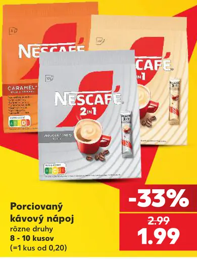 Nescafé porciovaný kávový nápoj, rôzne druhy
