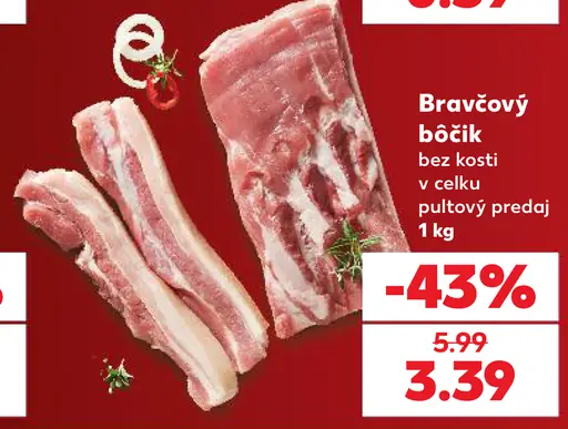 Bravčový bôčik bez kosti údený