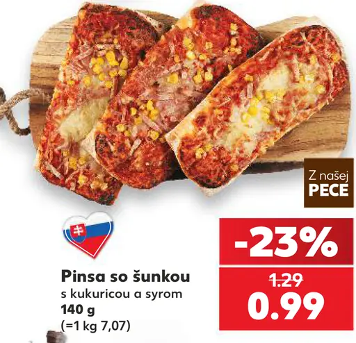 Pinsa so šunkou s kukuricou a syrom