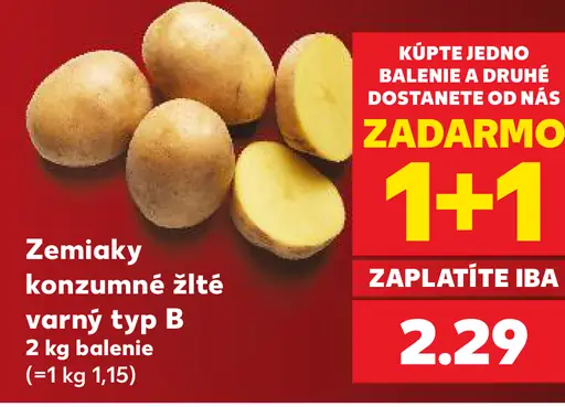 Zemiaky konzumné žlté, varný typ B