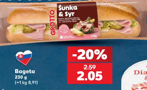 Grotto bageta šunka a syr