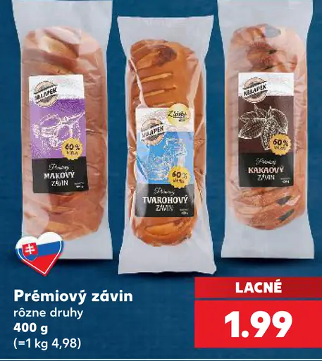 Prémiový závin rôzne druhy