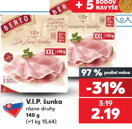 Berto V.I.P. šunka rôzne druhy