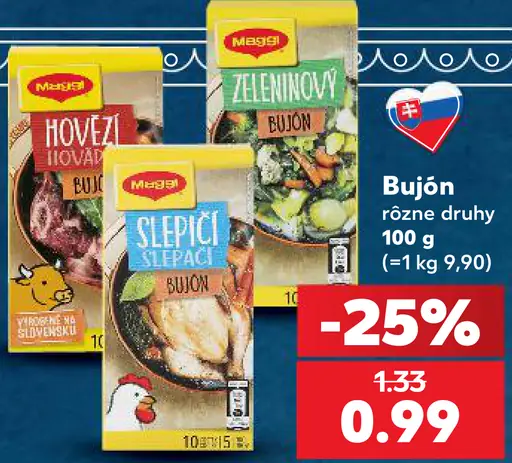 Maggi bujón rôzne druhy: hovädzí, zeleninový, slepačí