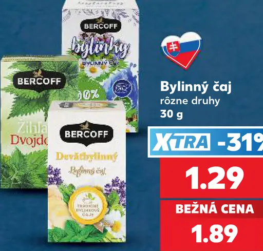 Bercoff bylinný čaj rôzne druhy