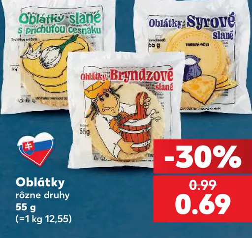 Slané oblátky syrové, s príchuťou cesnaku, bryndzové