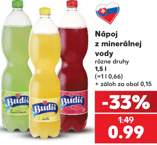 Budis nápoj z minerálnej vody rôzne druhy