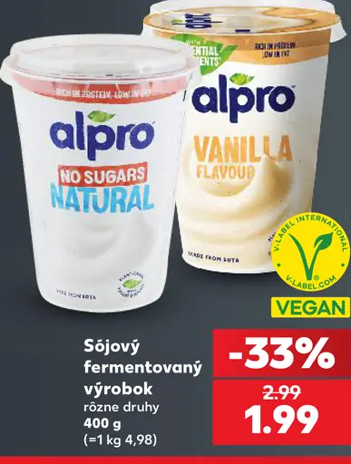 Alpro fermentovaný sójový výrobok s broskyňou, rôzne druhy