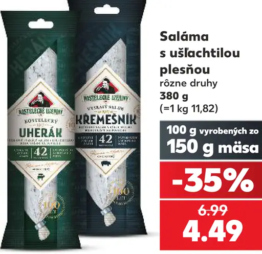 Saláma s ušľachtilou plesňou rôzne druhy