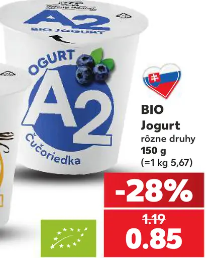 A2 Bio jogurt čučoriedka