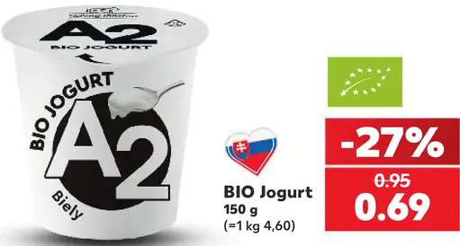 A2 Bio jogurt biely