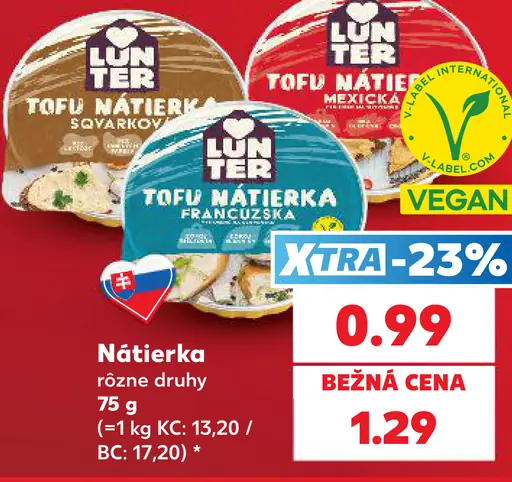 Lunter Tofu nátierka – mexická, francúzska, škvarková