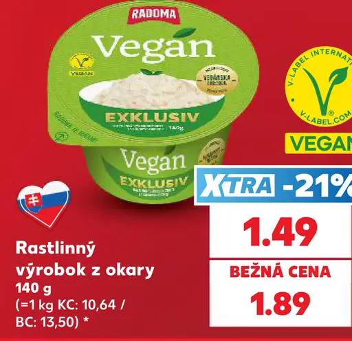 Radoma Vegan Exklusiv rastlinný výrobok z okary