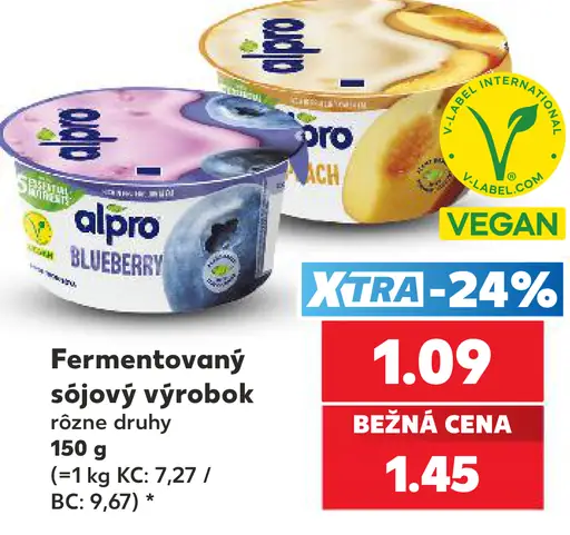 Alpro fermentovaný sójový výrobok – čučoriedka a broskyňa