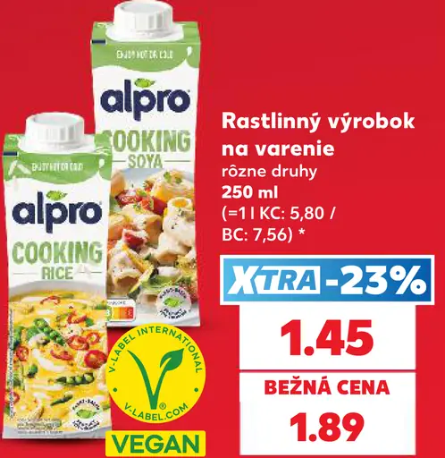 Alpro rastlinný výrobok na varenie – ryža a sója