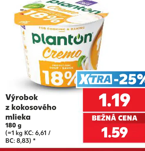 PlantON Cremo Výrobok z kokosového mlieka