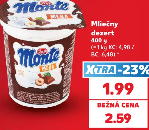Zott Monte Mega mliečny dezert