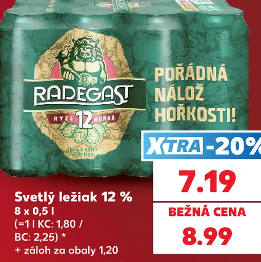 Radegast Svetlý ležiak 12% plechovka