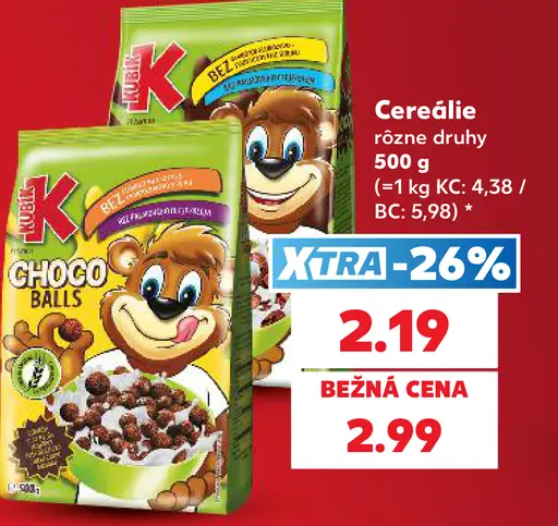 K-Classic cereálie, rôzne druhy