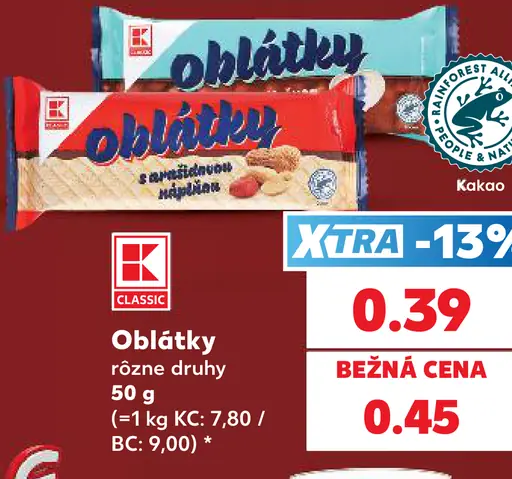 K Classic oblátky rôzne druhy
