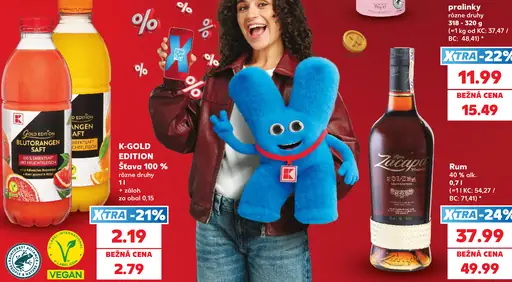 K-Gold Edition 100 % šťava rôzne druhy