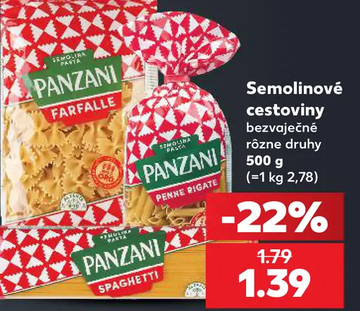 Semolinové cestoviny bezvaječné – farfalle, penne rigate, spaghetti