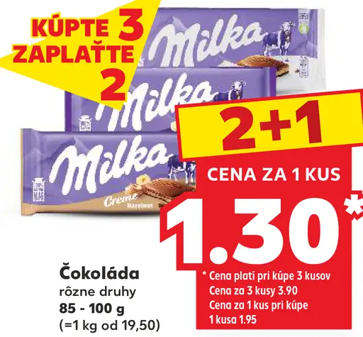 Čokoláda rôzne druhy Milka