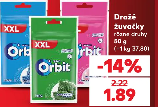 Orbit žuvačky XXL rôzne druhy