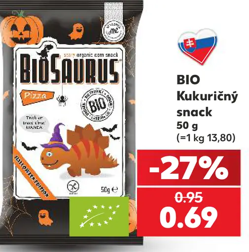 Biosaurus BIO kukuričný snack Pizza