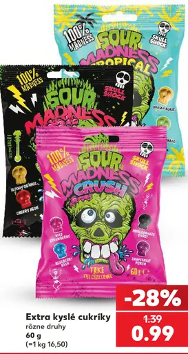 Sour Madness extra kyslé cukríky – rôzne druhy