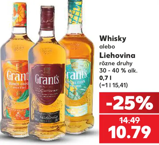 Grant's whisky alebo liehovina rôzne druhy