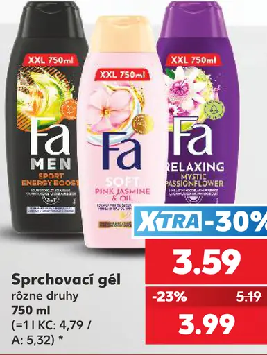 Fa sprchový gél rôzne druhy
