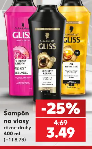 Gliss šampón na vlasy – Supreme Length, Ultimate Repair a Oil Nutritive