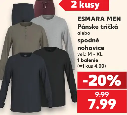 ESMARA MEN pánske tričká alebo spodné nohavice