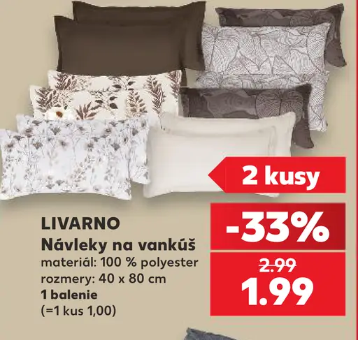 LIVARNO návleky na vankúš, rozmery 40 × 80 cm