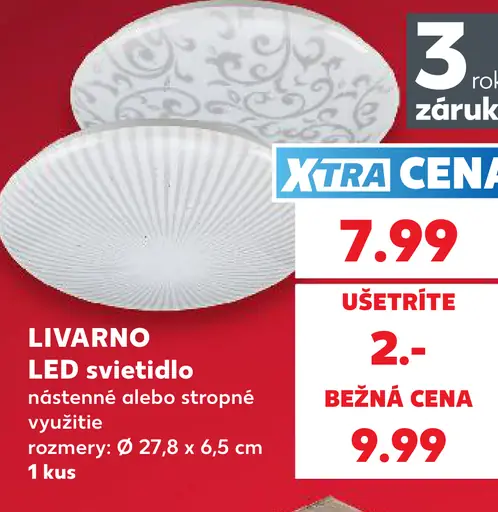LIVARNO LED svietidlo nástenné alebo stropné, rozmery Ø 27,8 × 6,5 cm