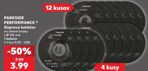 Parkside Performance súprava kotúčov na uhlové brúsky