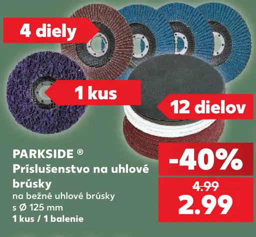 Parkside príslušenstvo na uhlové brúsky, súprava brúsnych kotúčov