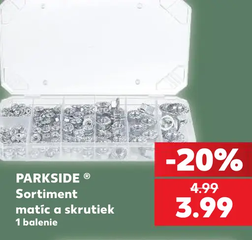 Parkside sortiment matíc a skrutiek