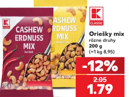 K-Classic oriešky mix rôzne druhy